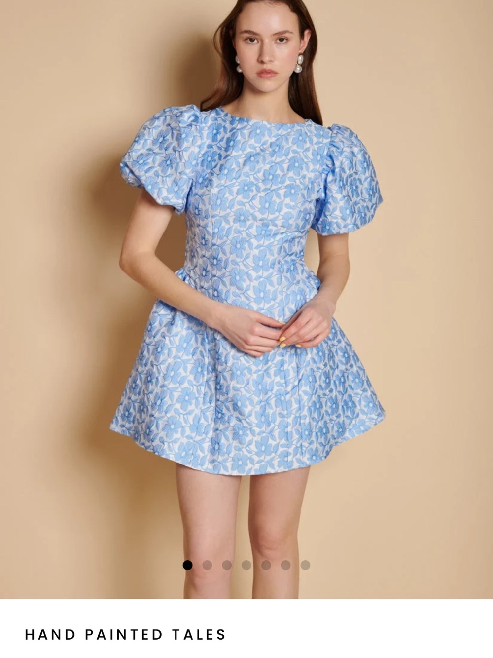 Sister Jane Light Blue Floral Puff-Sleeve Mini Dress